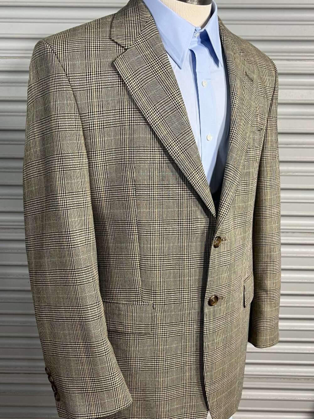 Men's Lauren Ralph Lauren Tan‎ Houndstooth Blazer Silk Wool 40R Green Label